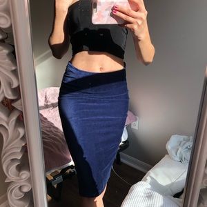 Velvet Navy Mid-skirt